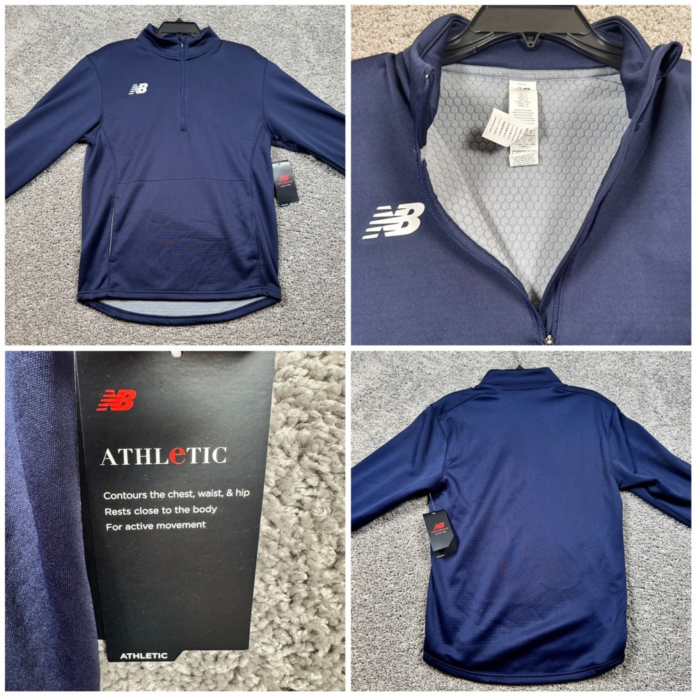 New Balance Team Thermal Half Zip Pullover Mens Athletic Navy Small NEW